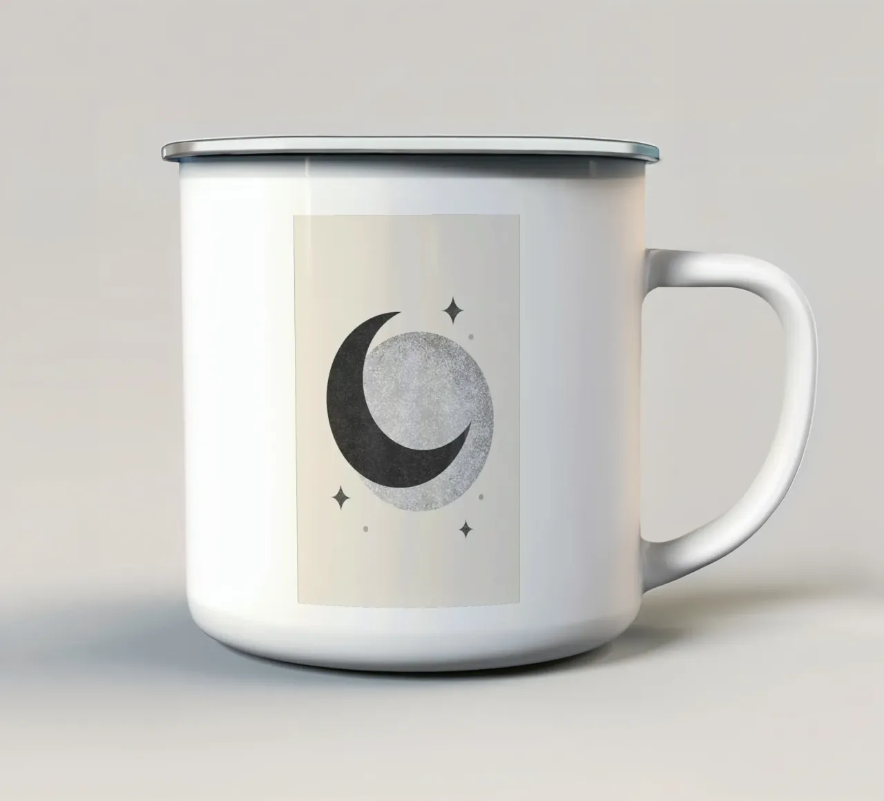 Luna a mezzaluna Nero Bianco tazza in smalto da Tory