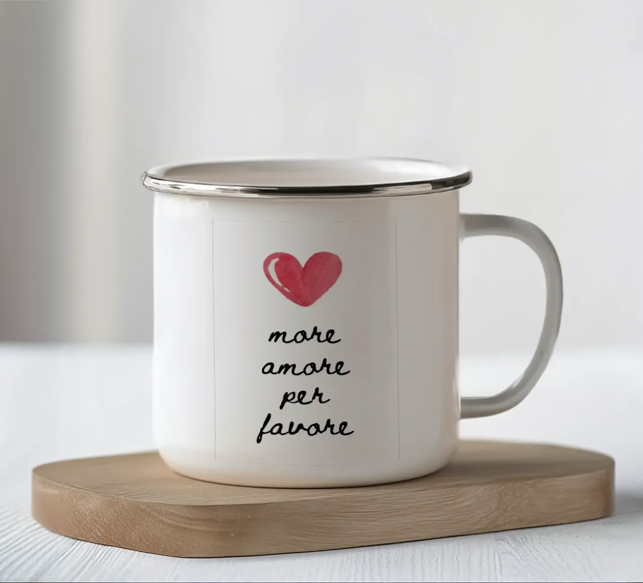 Più amore per favore tazza in smalto da Tory