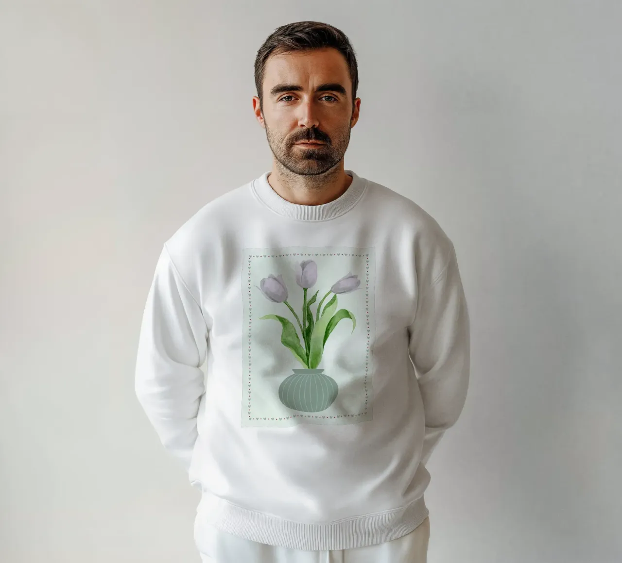 Tulipani acquerellati in vaso felpa da bazi