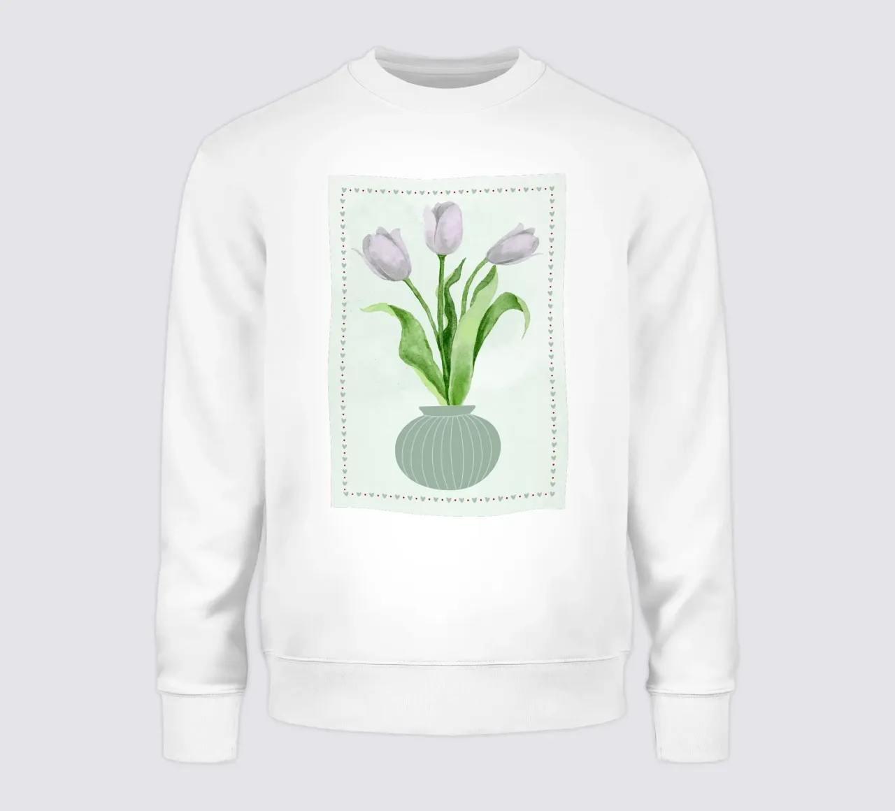 Tulipani acquerellati in vaso felpa da bazi