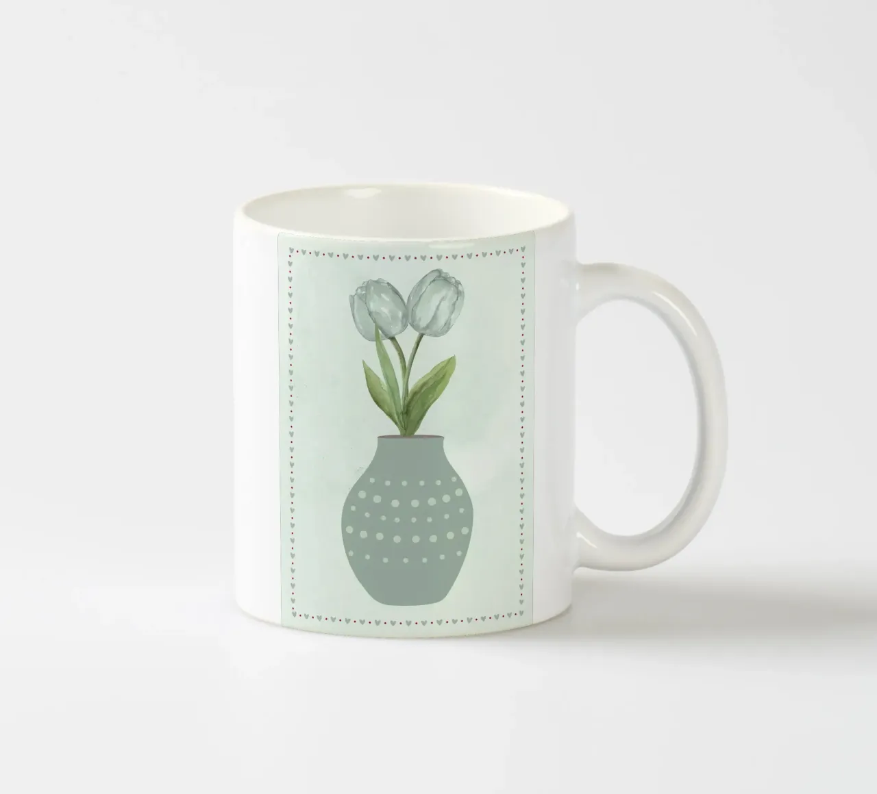 Tulipani acquerellati in vaso tazza in ceramica da bazi