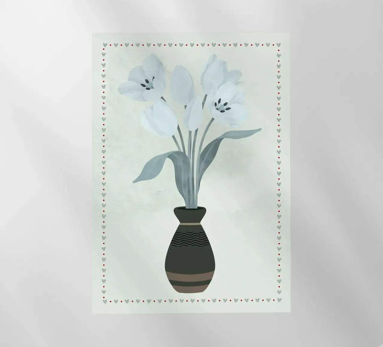 Tulipani in vaso con bordo a cuore pellicola backlit da bazi