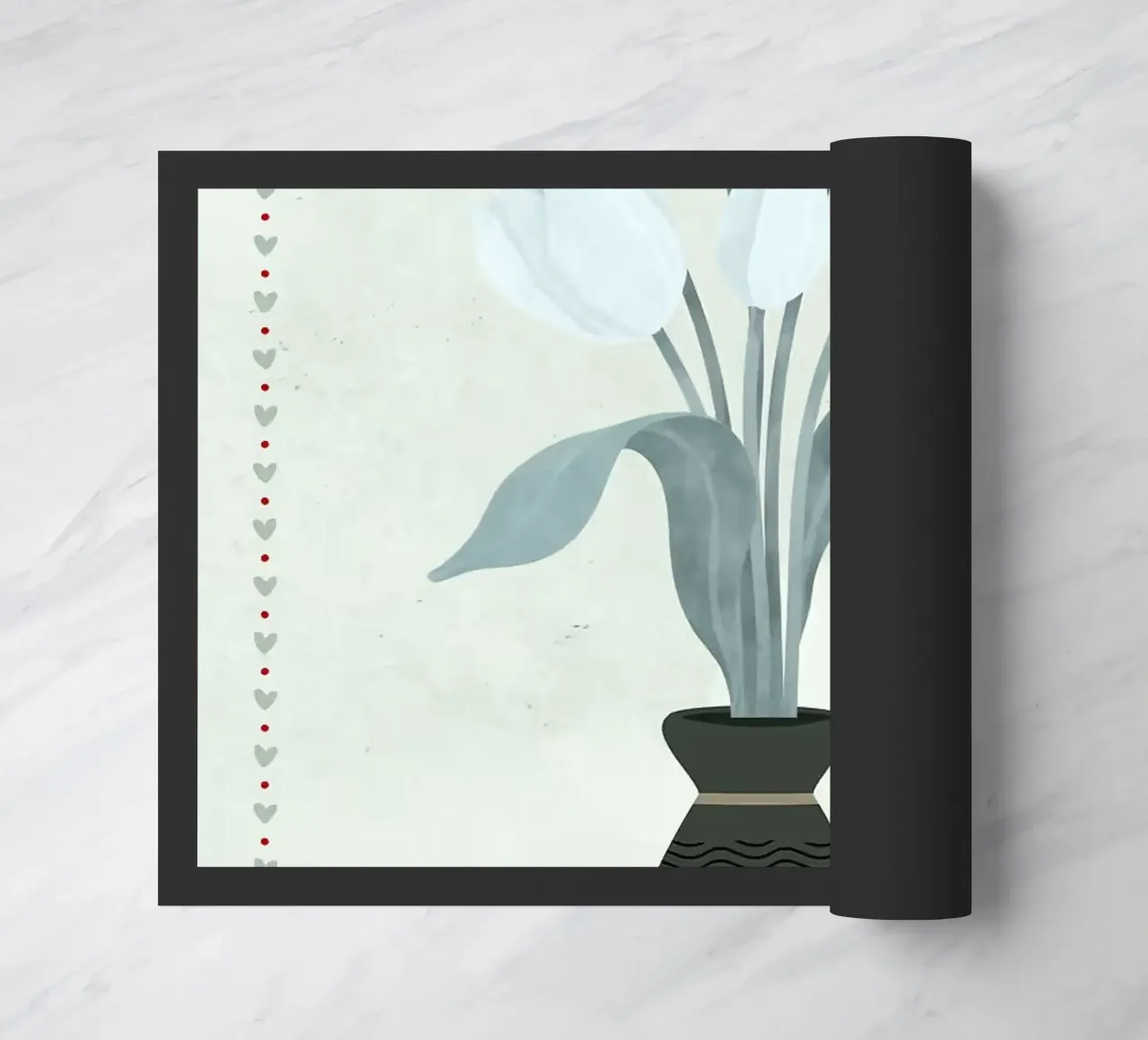 Tulipani in vaso con bordo a cuore zerbino da bazi