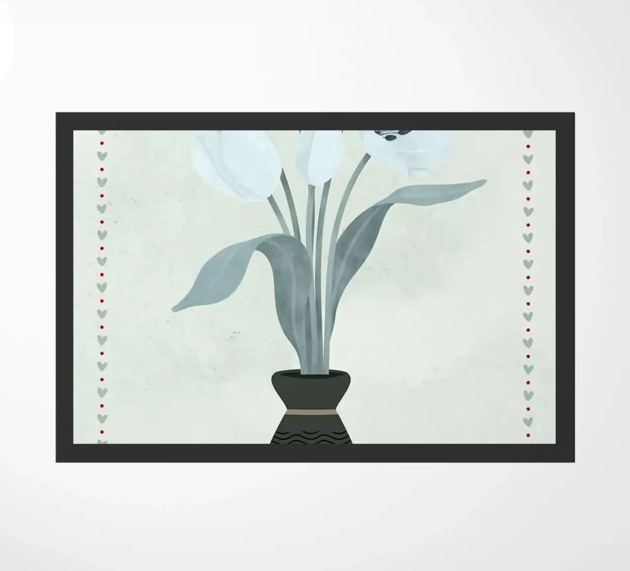 Tulipani in vaso con bordo a cuore zerbino da bazi