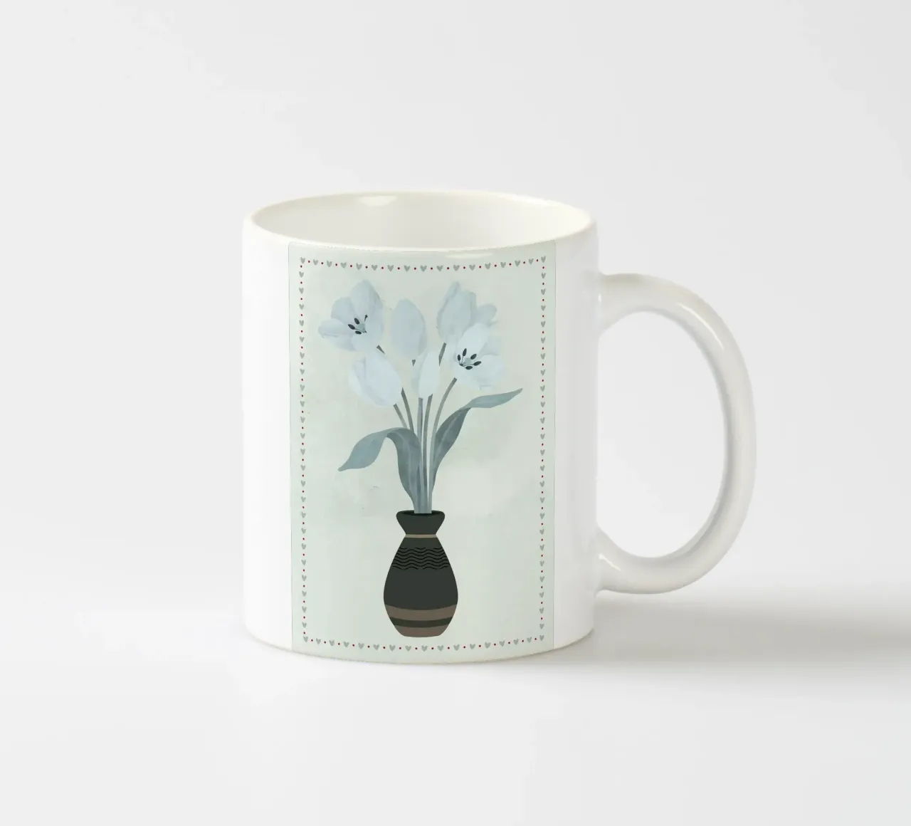 Tulipani in vaso con bordo a cuore tazza in ceramica da bazi