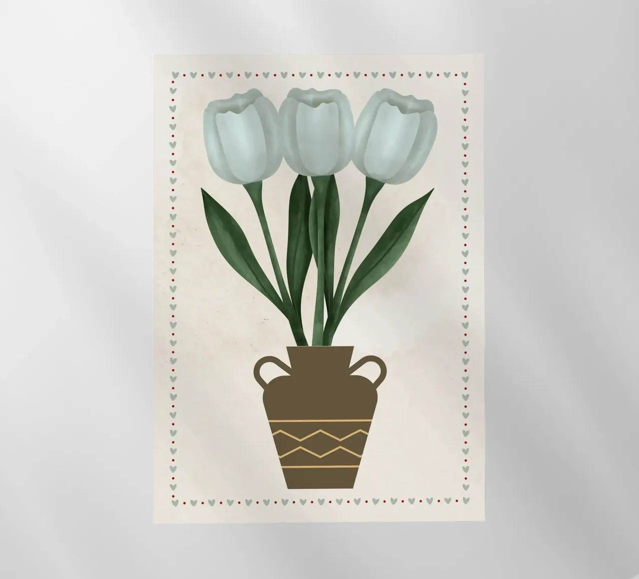 Tulipani in vaso con bordo a cuore pellicola backlit da bazi