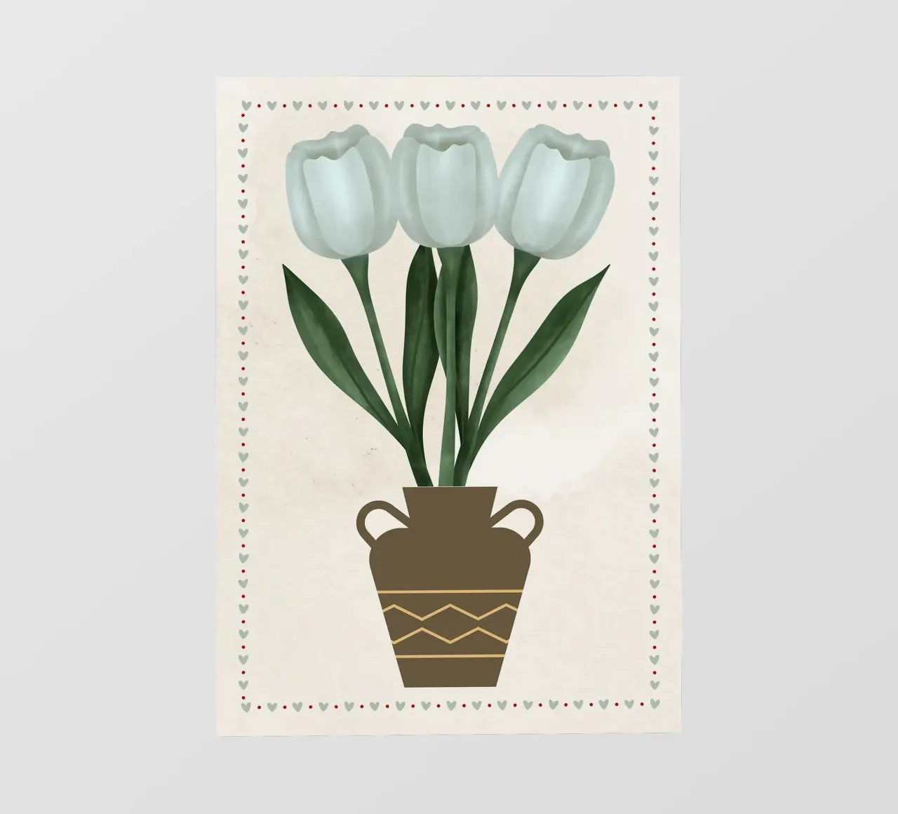 Tulipani in vaso con bordo a cuore pellicola backlit da bazi