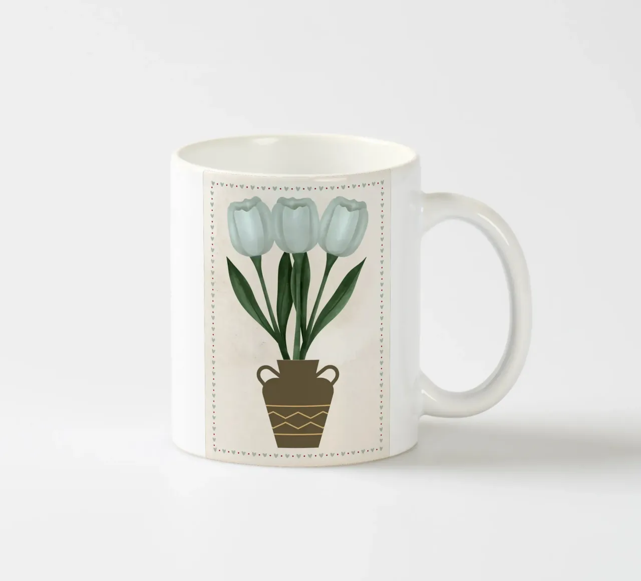 Tulipani in vaso con bordo a cuore tazza in ceramica da bazi