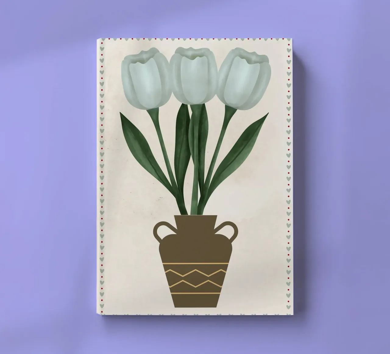 Tulips in Vase with Heart Border notebook by bazi