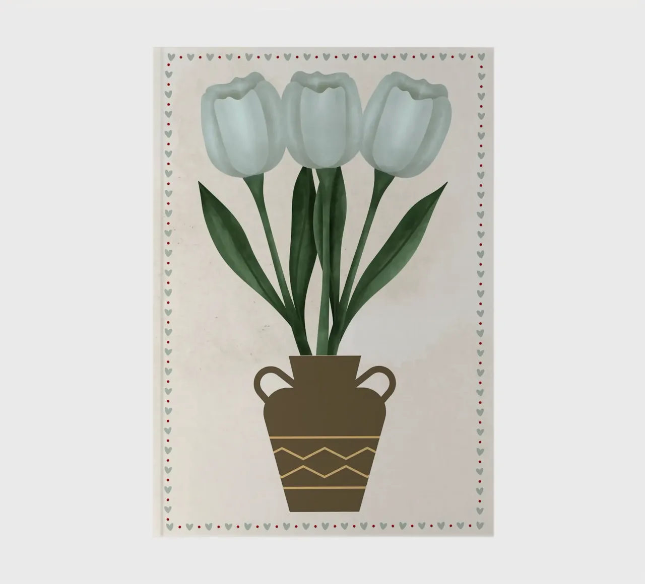 Tulips in Vase with Heart Border notebook by bazi