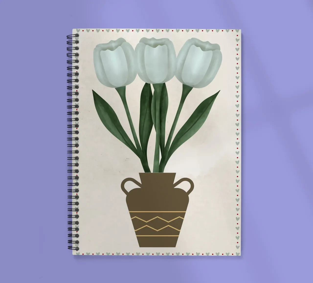 Tulips in Vase with Heart Border spiral notebook by bazi