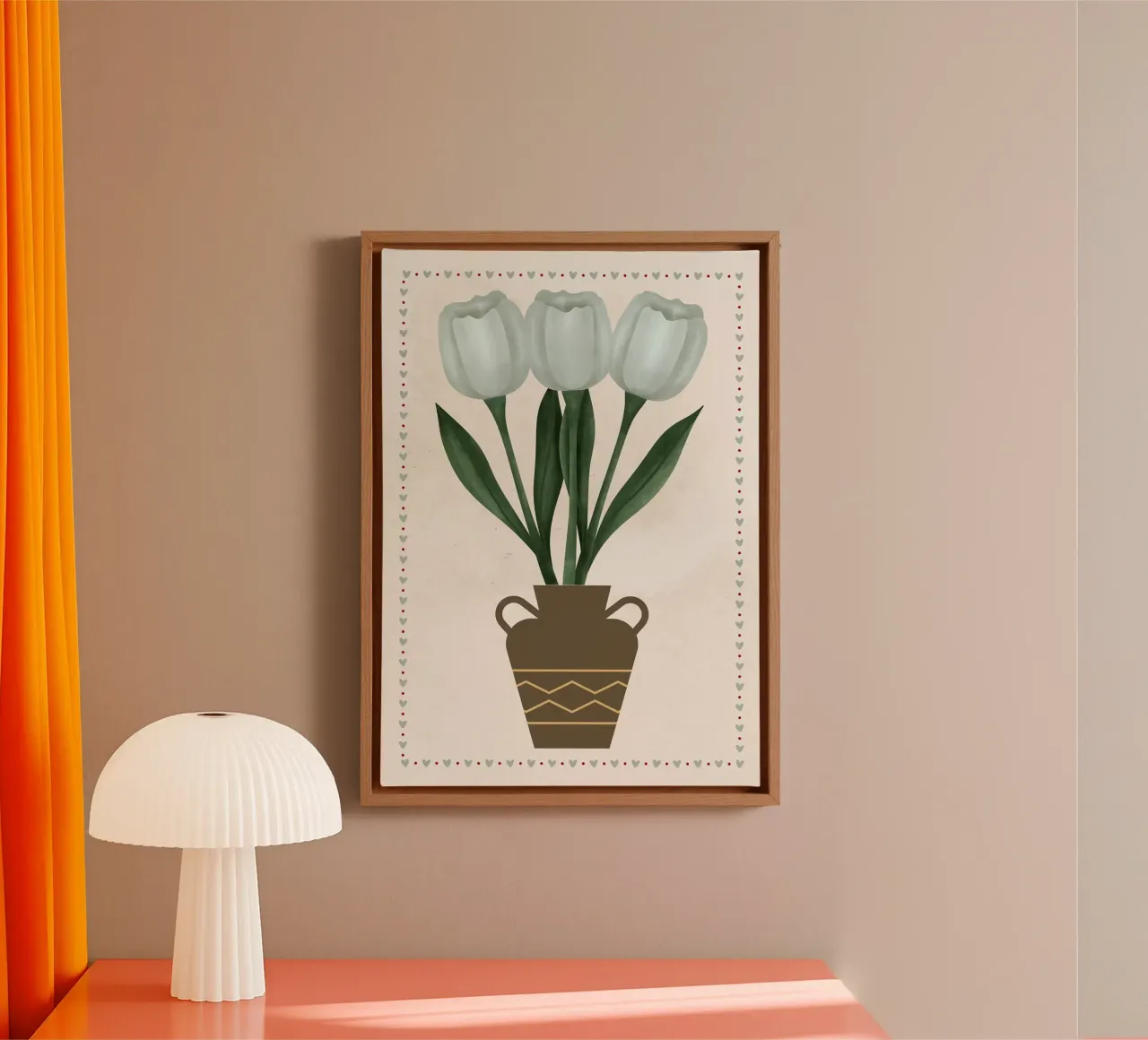 Tulips in Vase with Heart Border canvas by bazi