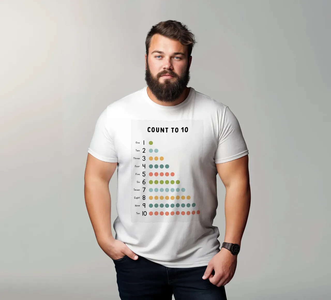 Contare fino a 10 Grafico didattico t-shirt da bazi