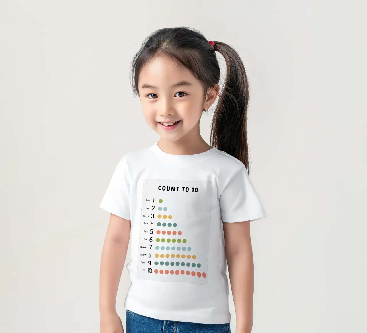 Contare fino a 10 Grafico didattico t-shirt bambini da bazi