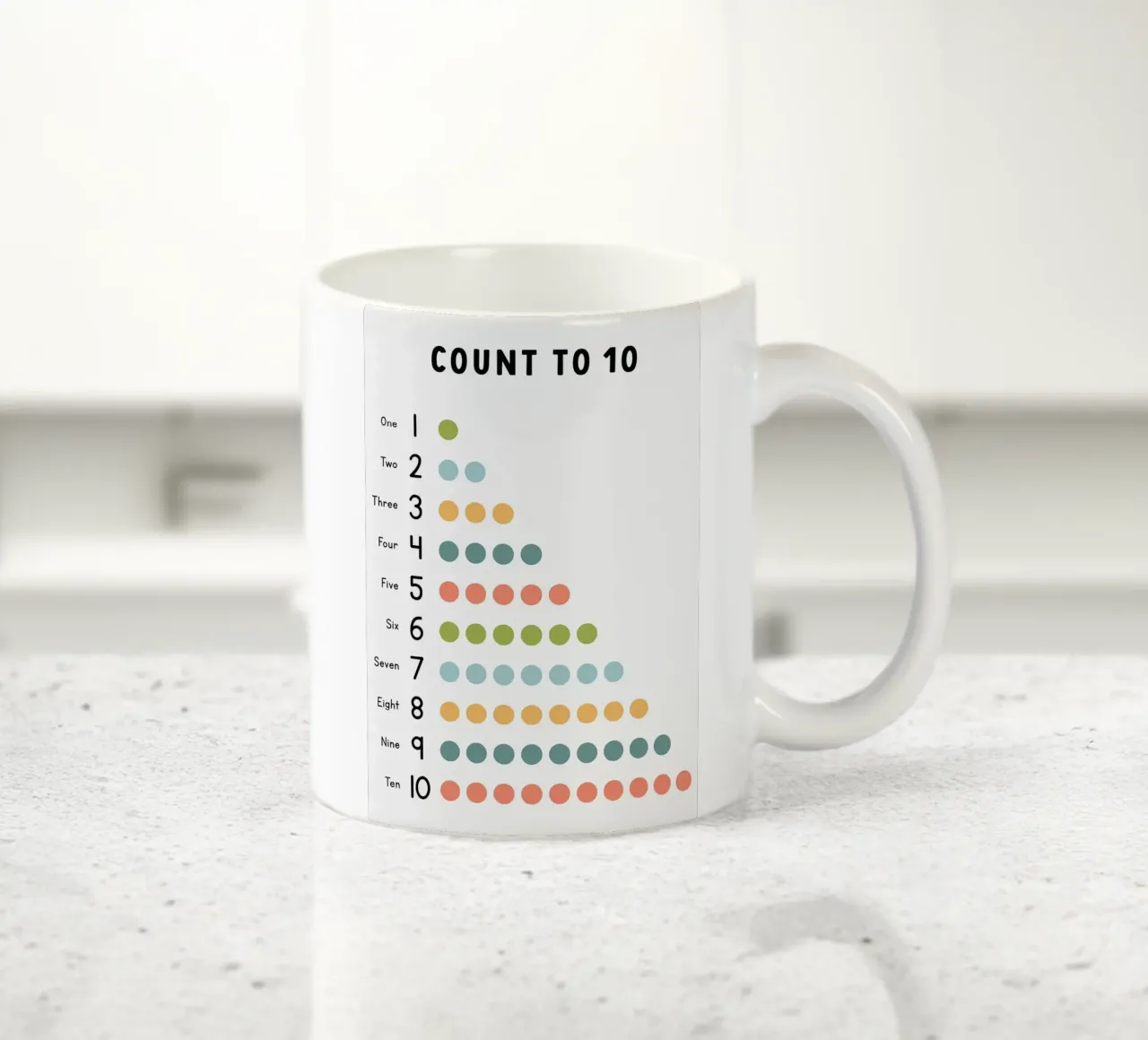 Contare fino a 10 Grafico didattico tazza in ceramica da bazi