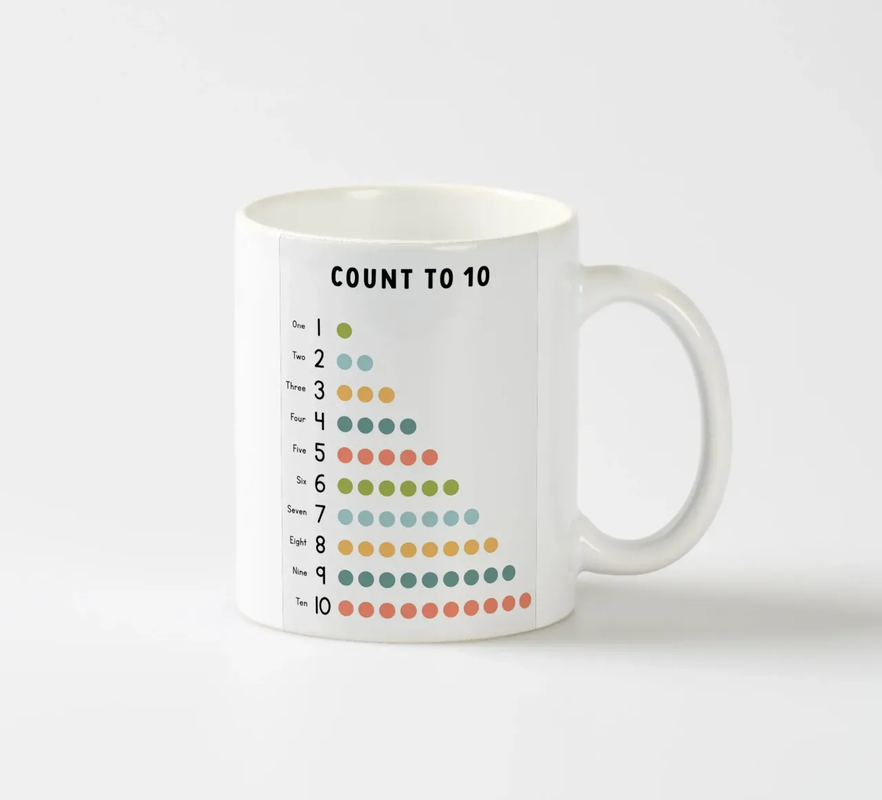 Contare fino a 10 Grafico didattico tazza in ceramica da bazi