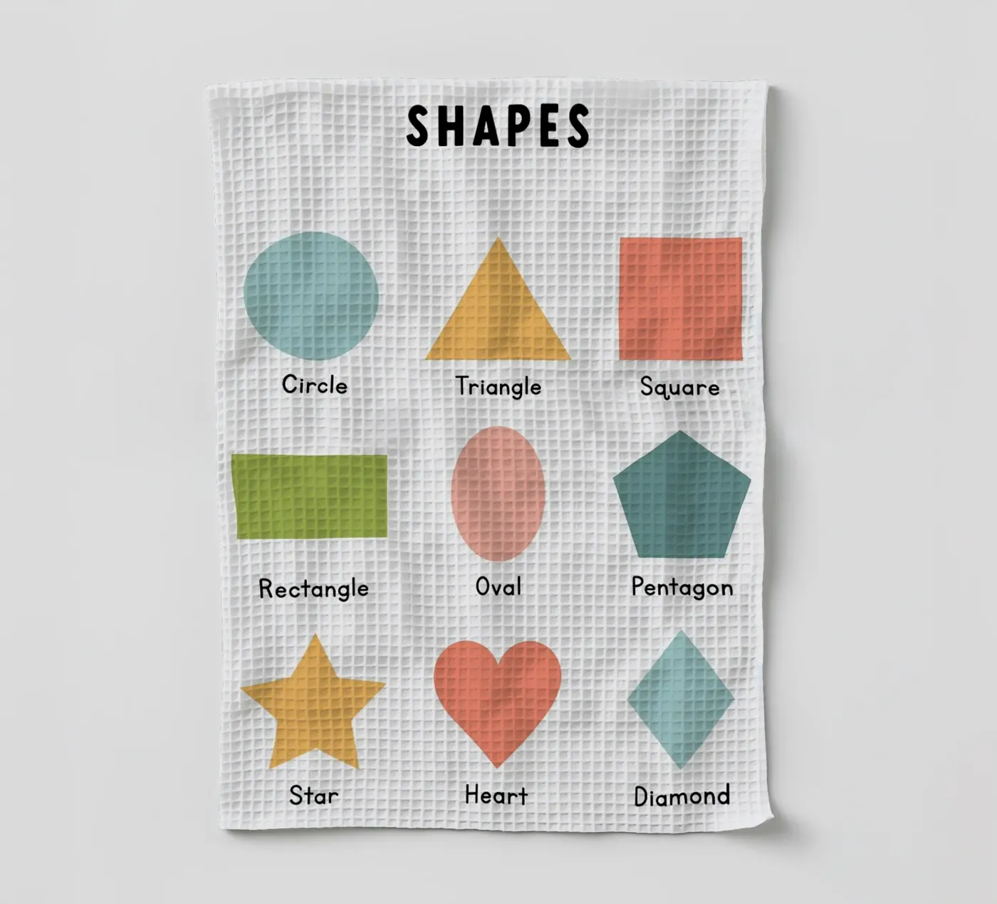 Basic Shapes Chart tea towel by bazi