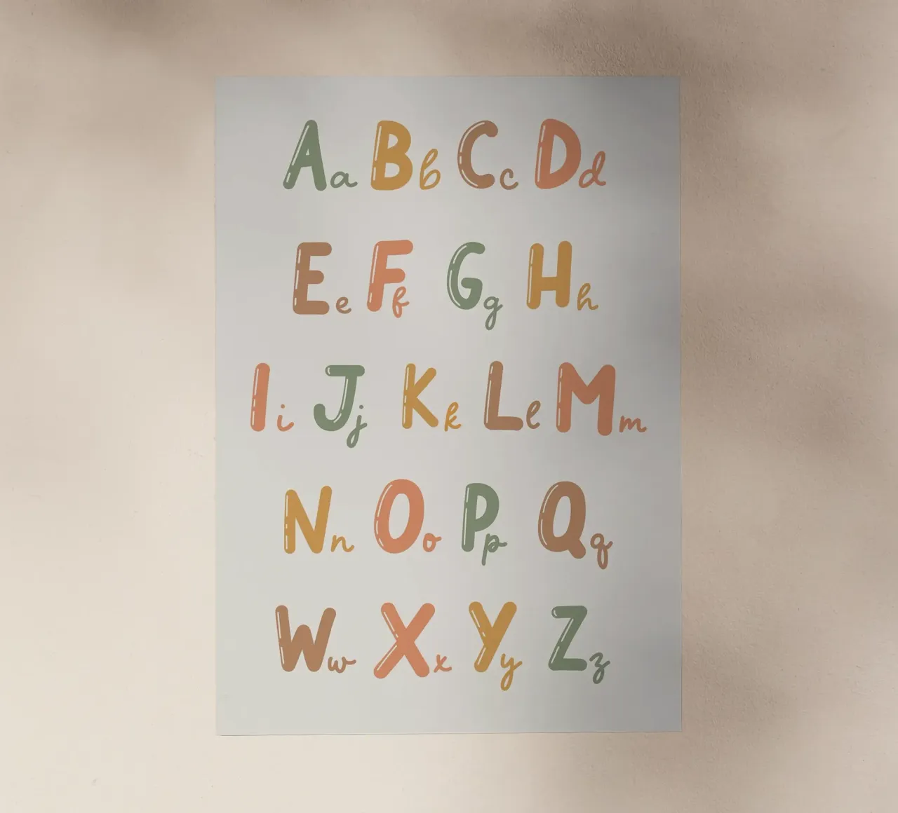 Grafico dell'alfabeto con lettere colorate pellicola backlit da bazi