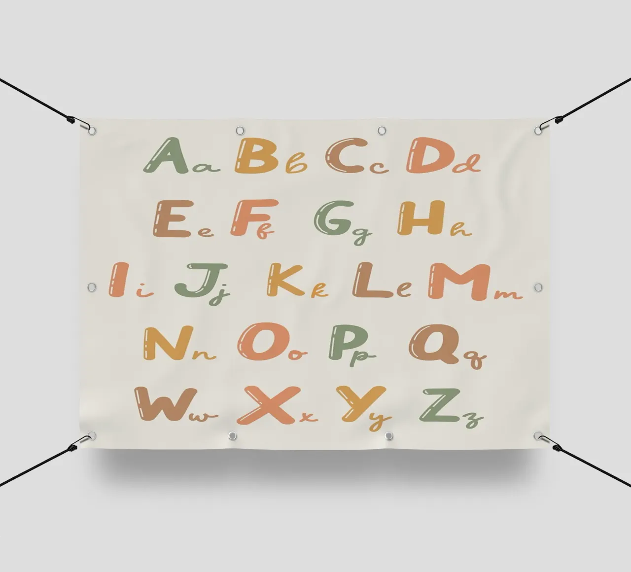 Grafico dell'alfabeto con lettere colorate telo in pvc da bazi