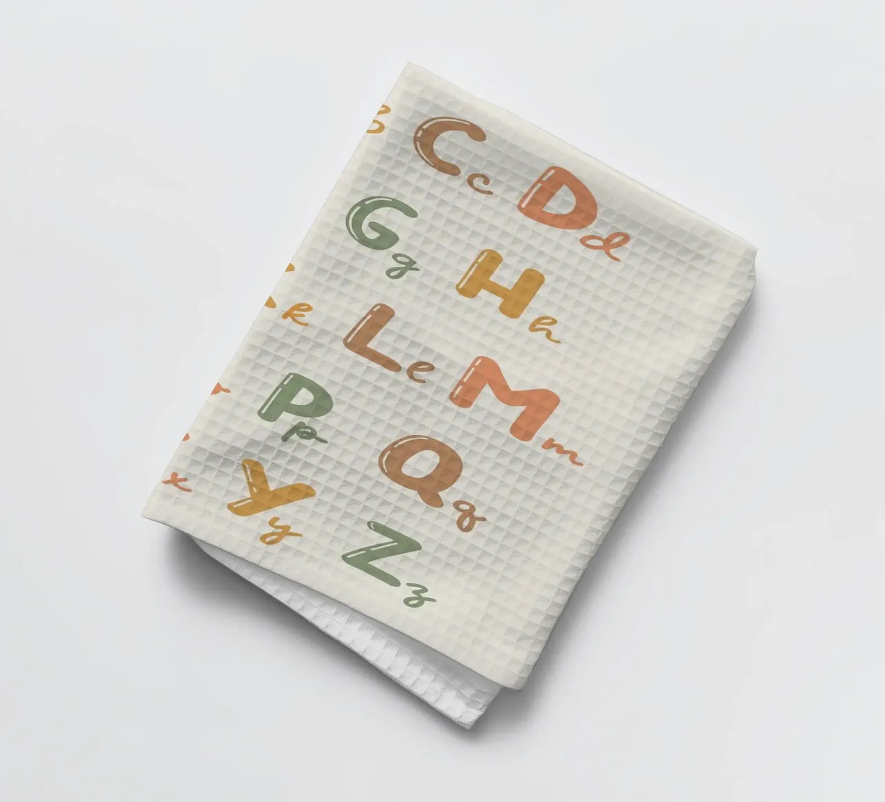 Tableau de l'alphabet avec des lettres colorées torchon de bazi