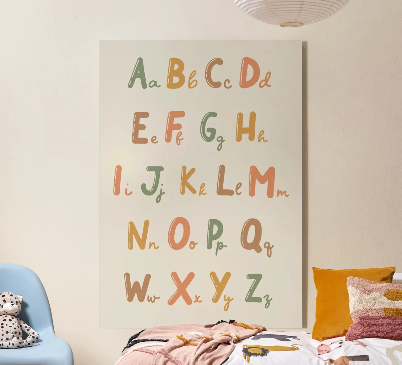 Grafico dell'alfabeto con lettere colorate plexiglass da bazi