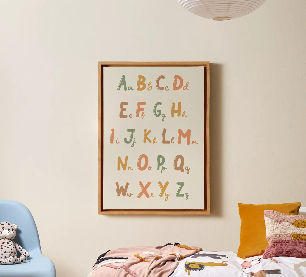 Tableau de l'alphabet avec des lettres colorées toile de bazi