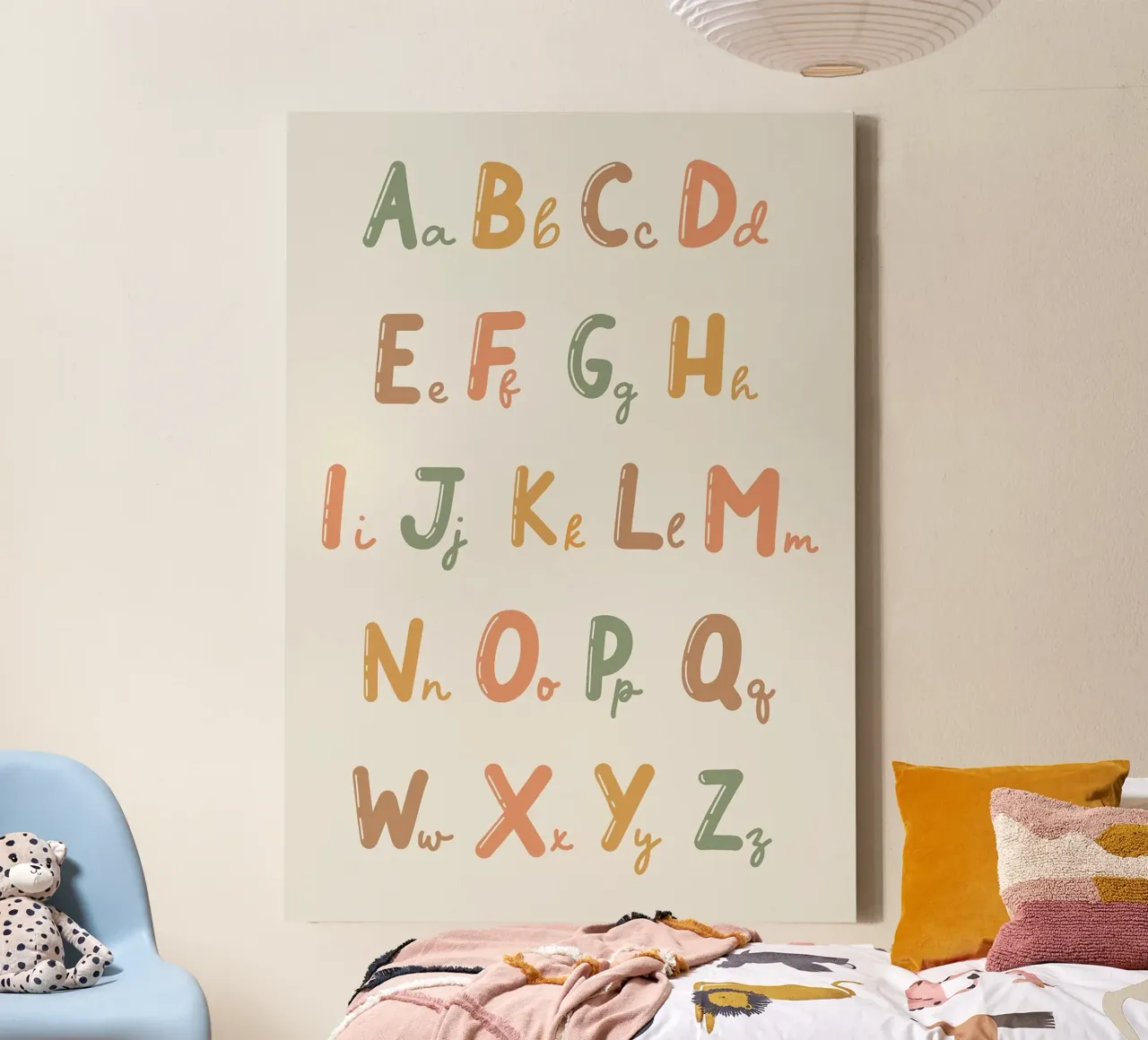 Tableau de l'alphabet avec des lettres colorées toile de bazi