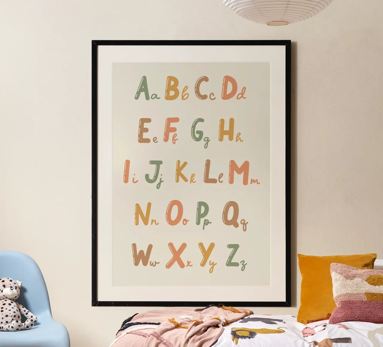 Grafico dell'alfabeto con lettere colorate carta hahnemühle da bazi