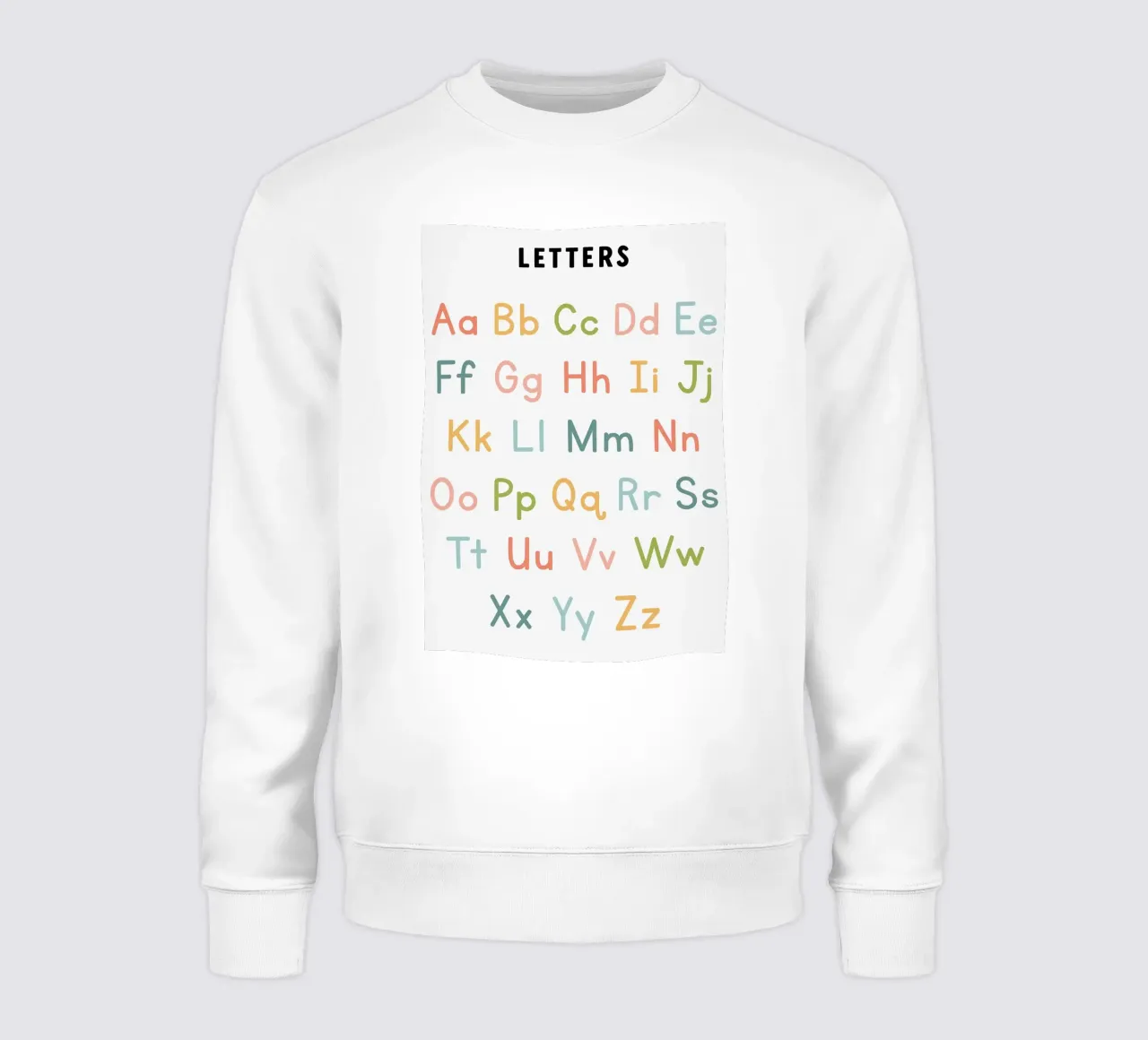 Grafico dell'alfabeto con lettere colorate felpa da bazi