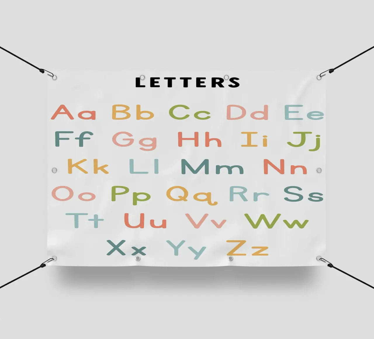 Grafico dell'alfabeto con lettere colorate telo in pvc da bazi