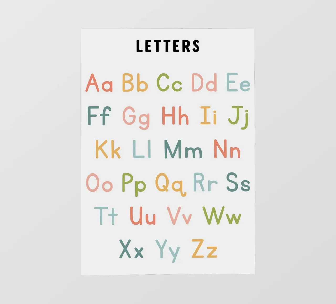 Grafico dell'alfabeto con lettere colorate telo in pvc da bazi