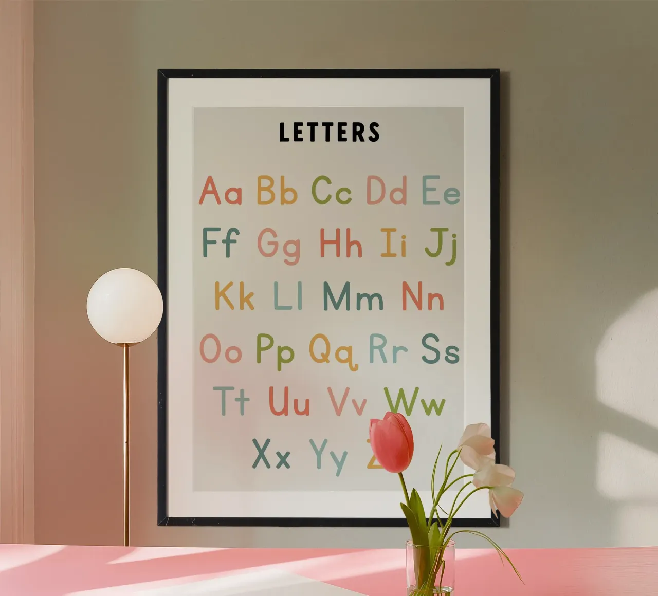 Grafico dell'alfabeto con lettere colorate carta hahnemühle da bazi