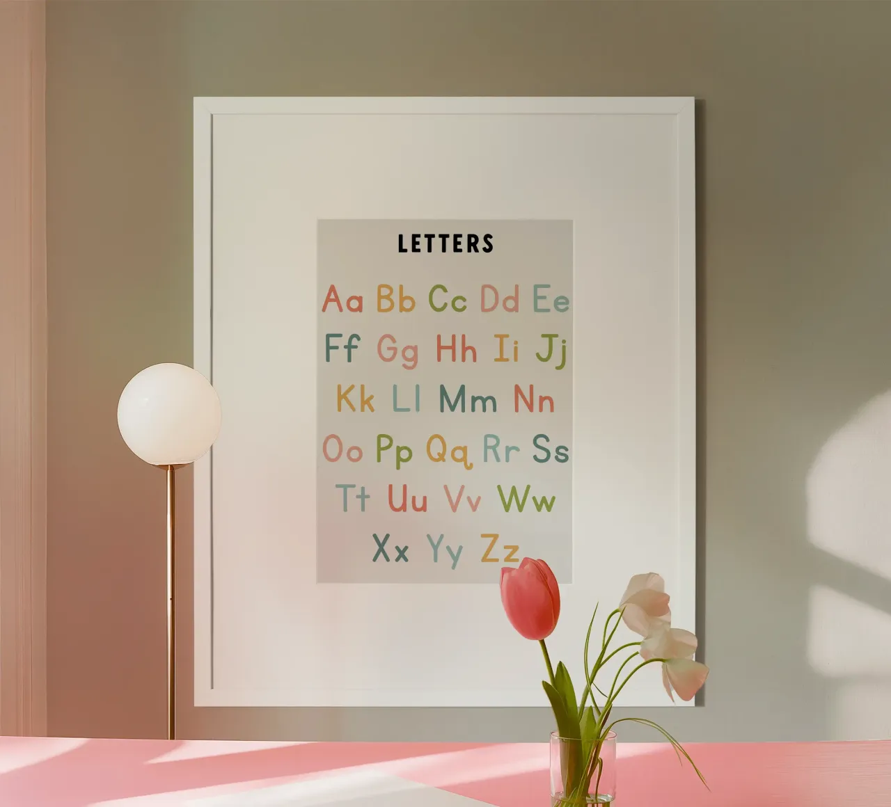 Grafico dell'alfabeto con lettere colorate carta hahnemühle da bazi