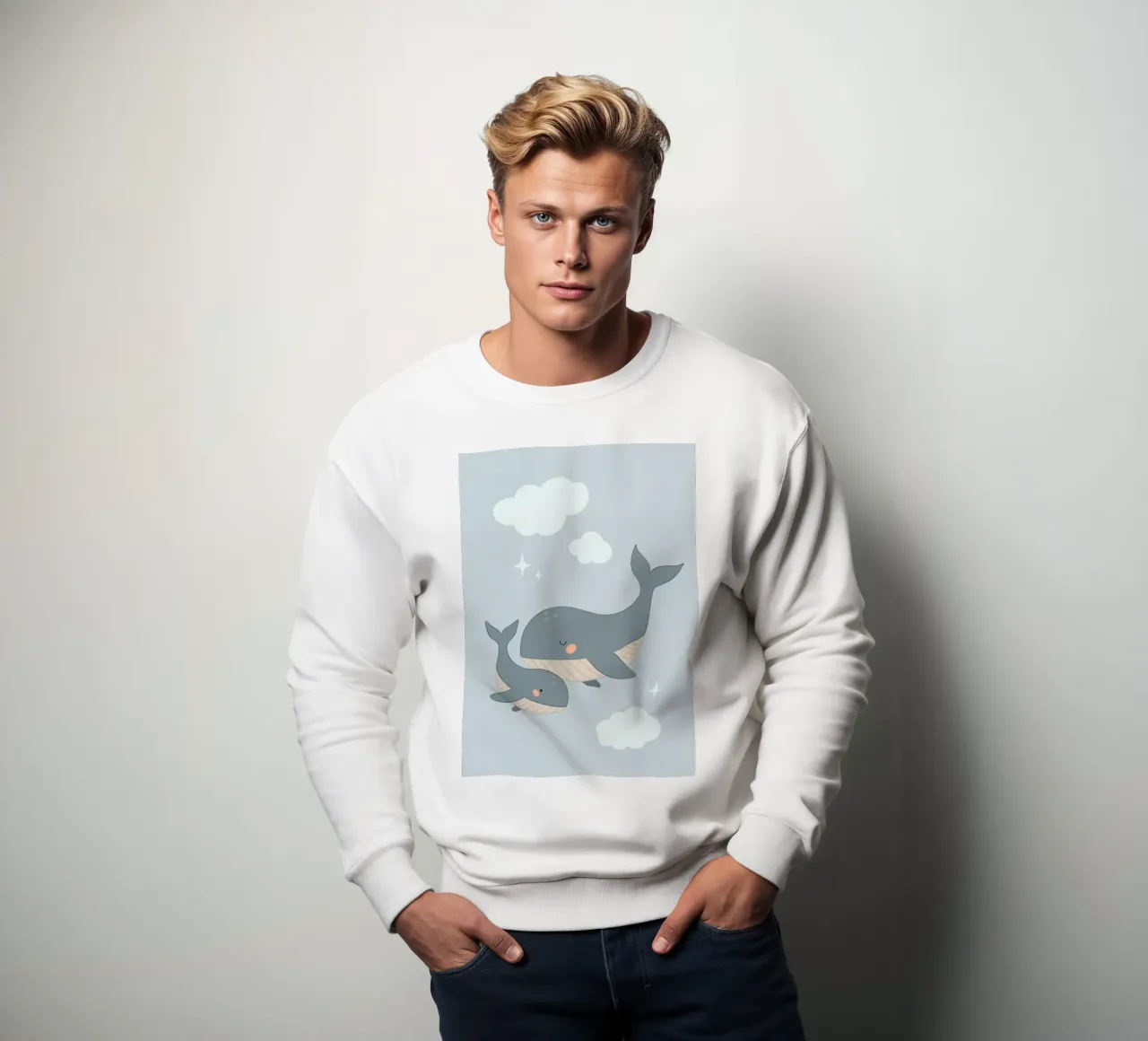 Mamma balena con il piccolo felpa da bazi