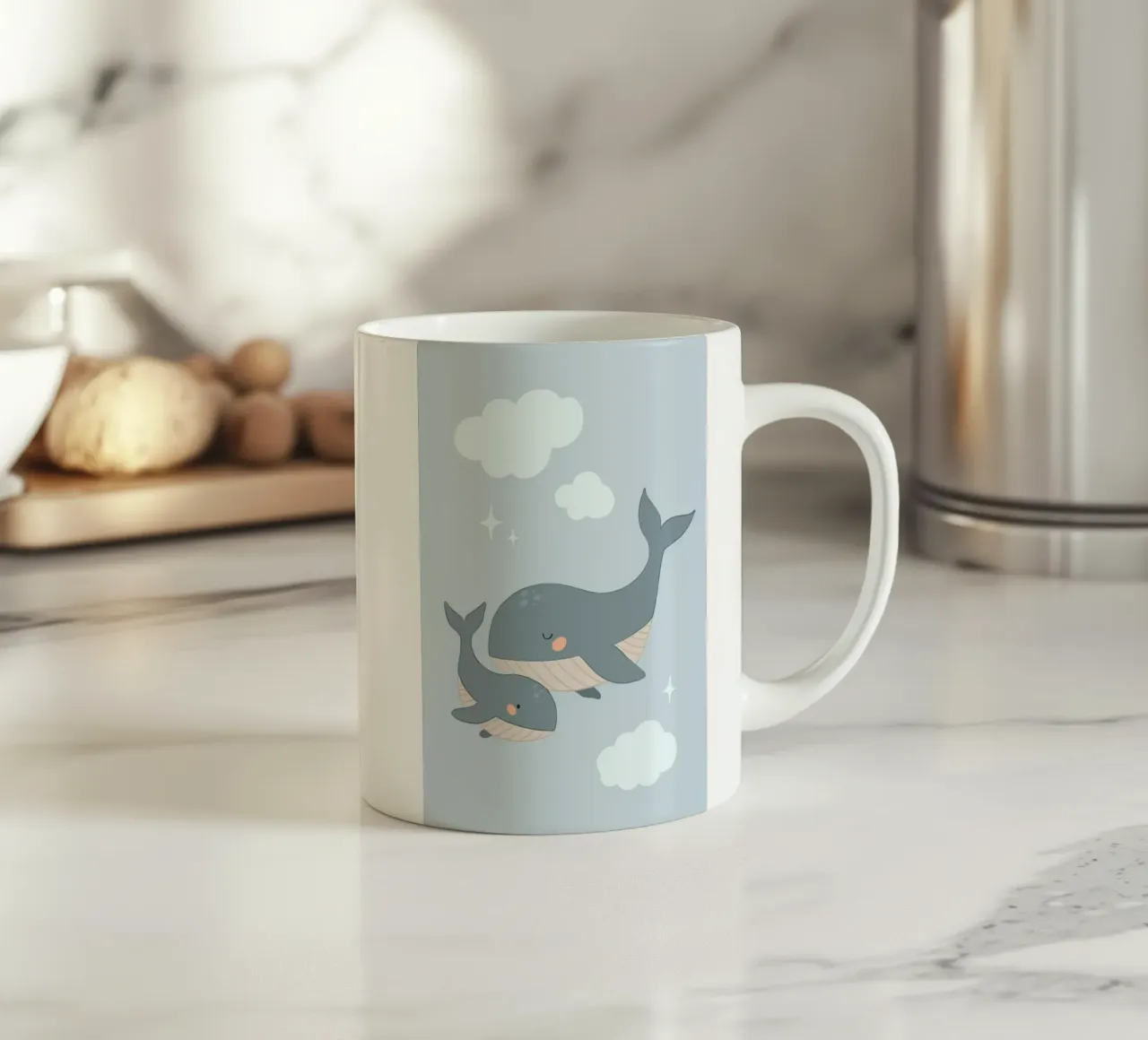 Mamma balena con il piccolo tazza in ceramica da bazi