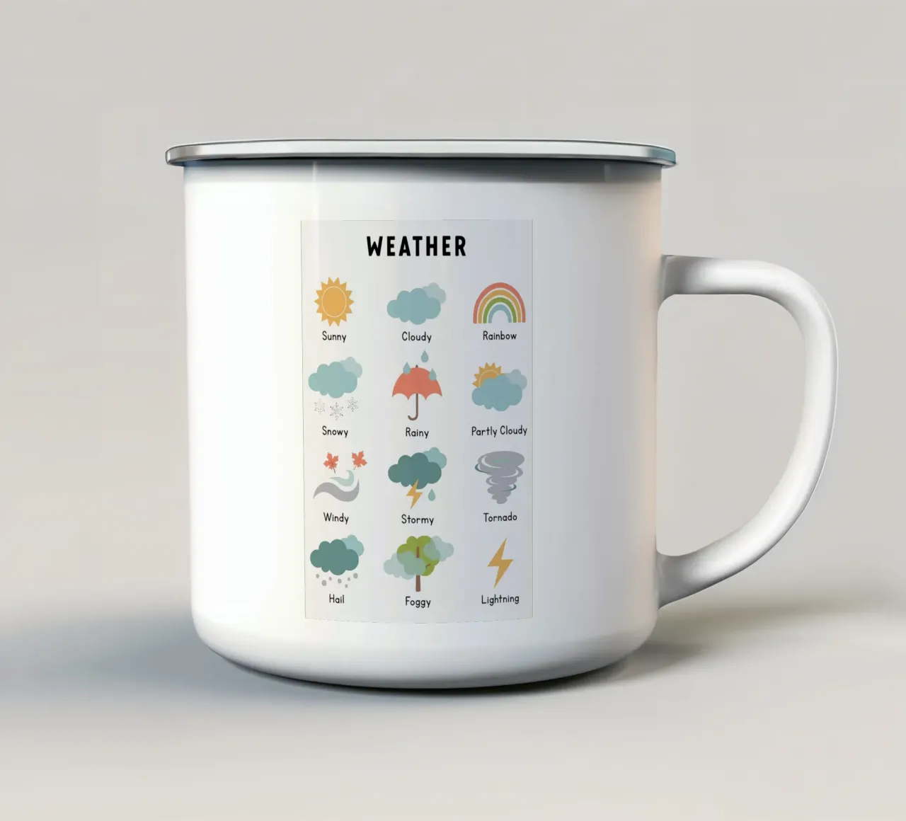 Grafico delle icone meteo tazza in smalto da bazi