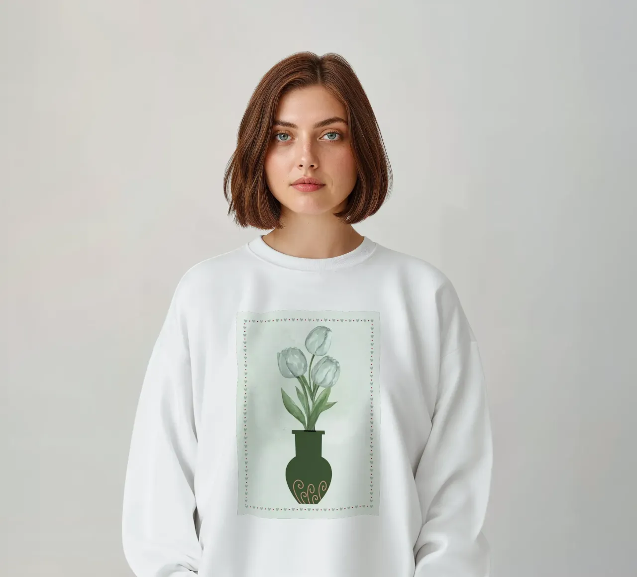 Tulipani acquerellati in vaso felpa da bazi