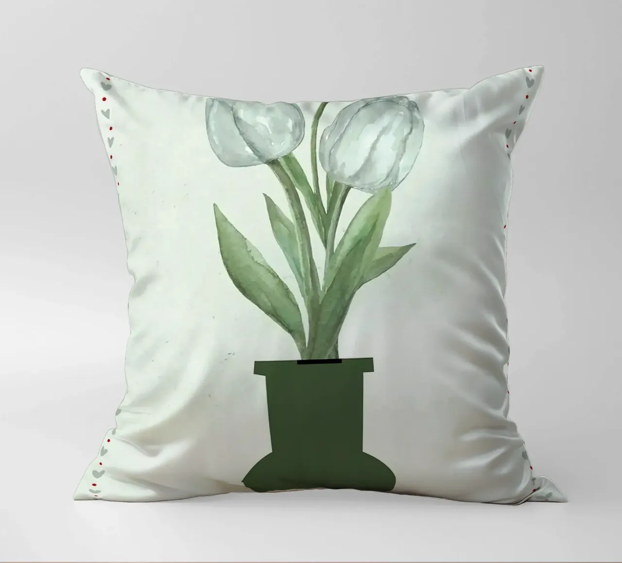 Tulipani acquerellati in vaso cuscino da bazi