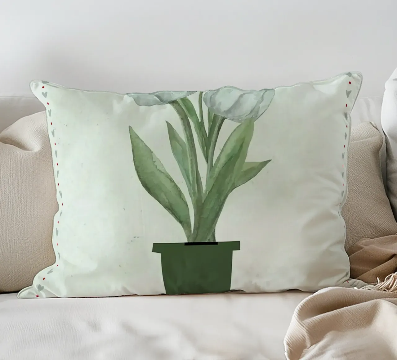Tulipani acquerellati in vaso cuscino da bazi