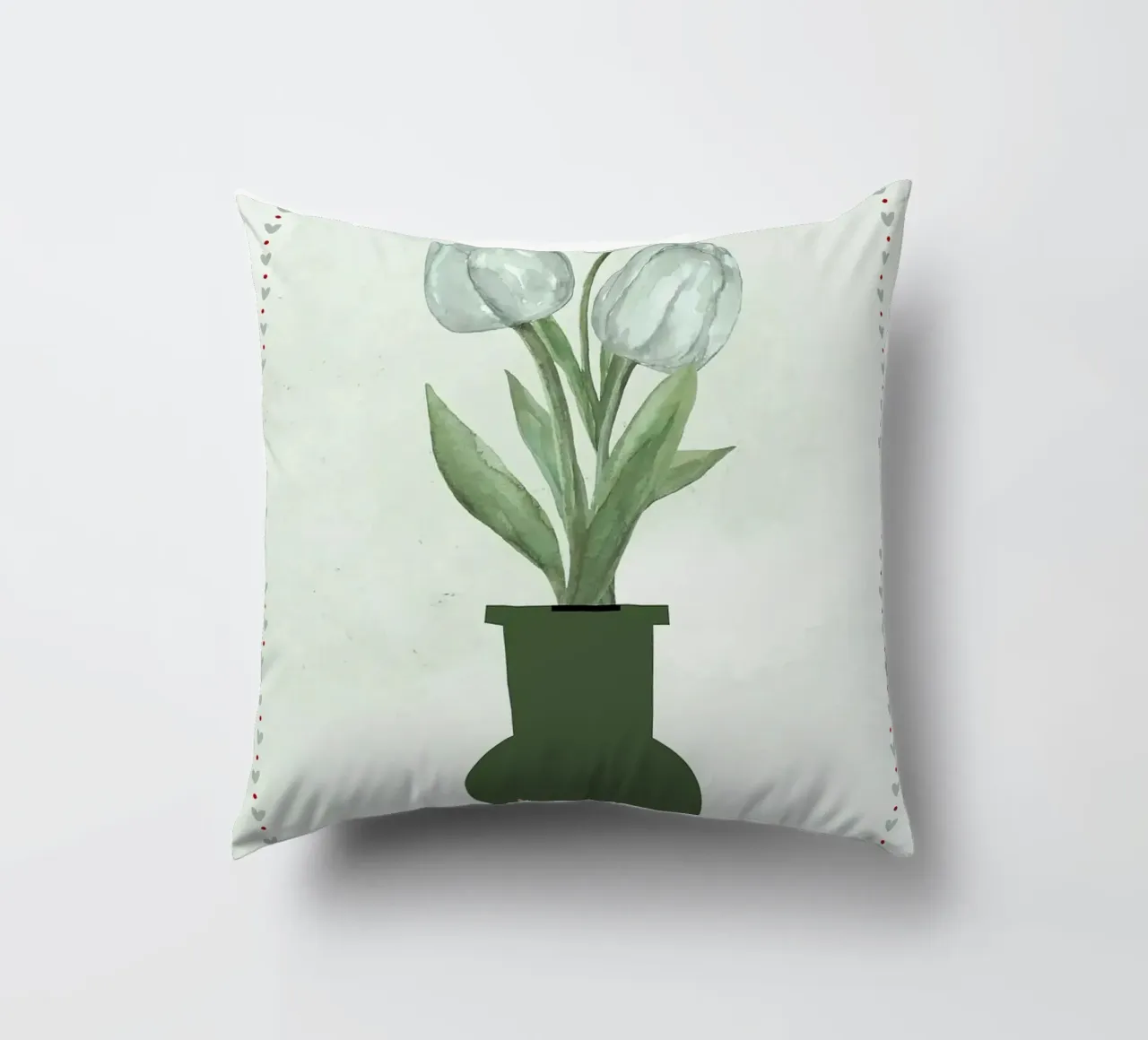 Tulipani acquerellati in vaso cuscino da bazi
