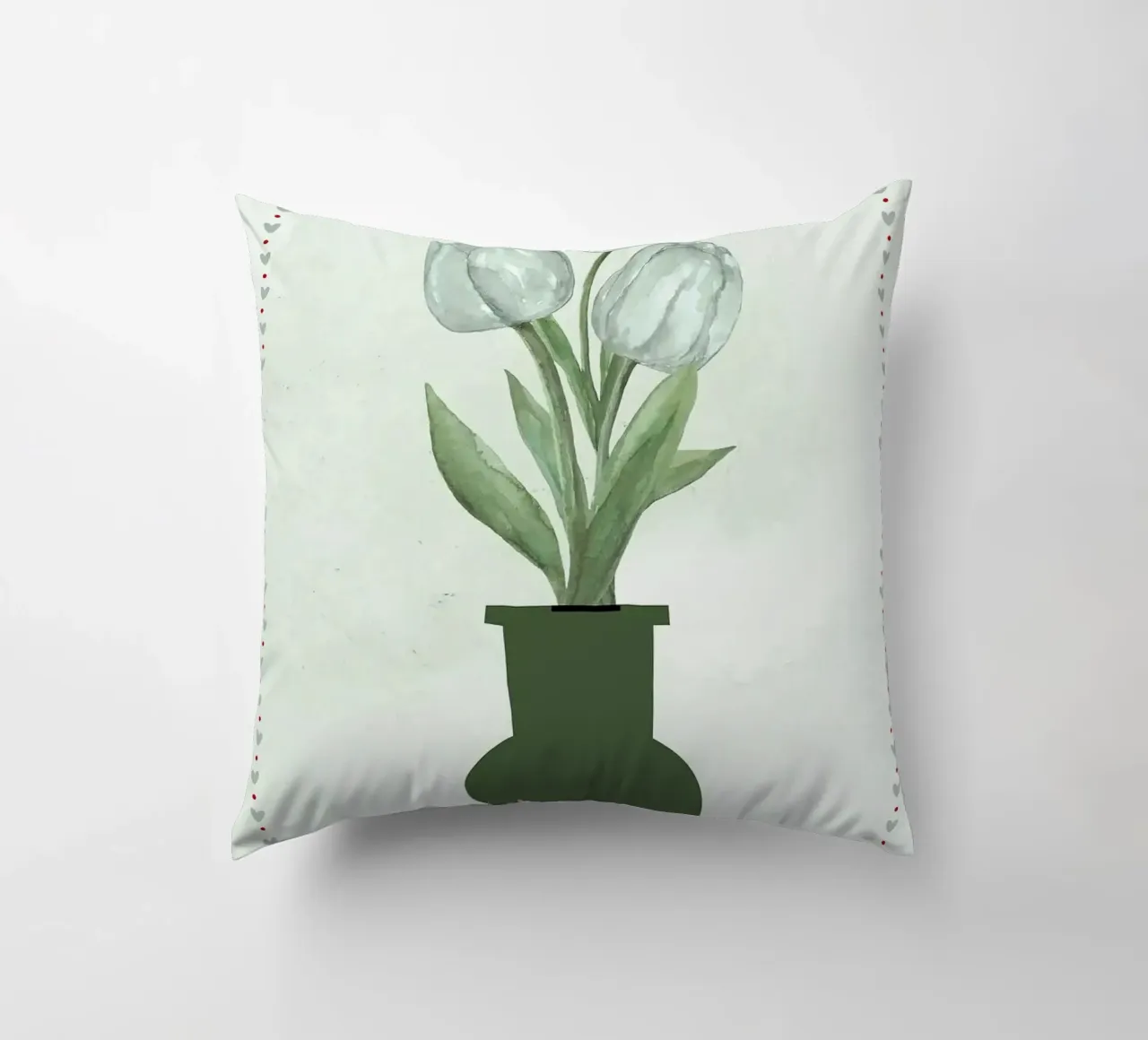 Tulipani acquerellati in vaso cuscino da bazi
