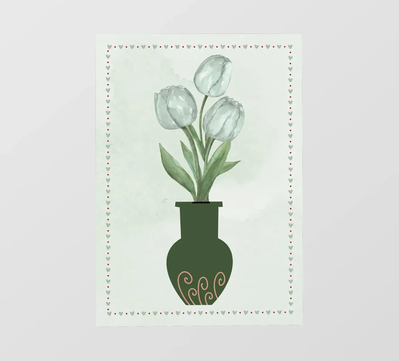 Tulipani acquerellati in vaso telo in pvc da bazi