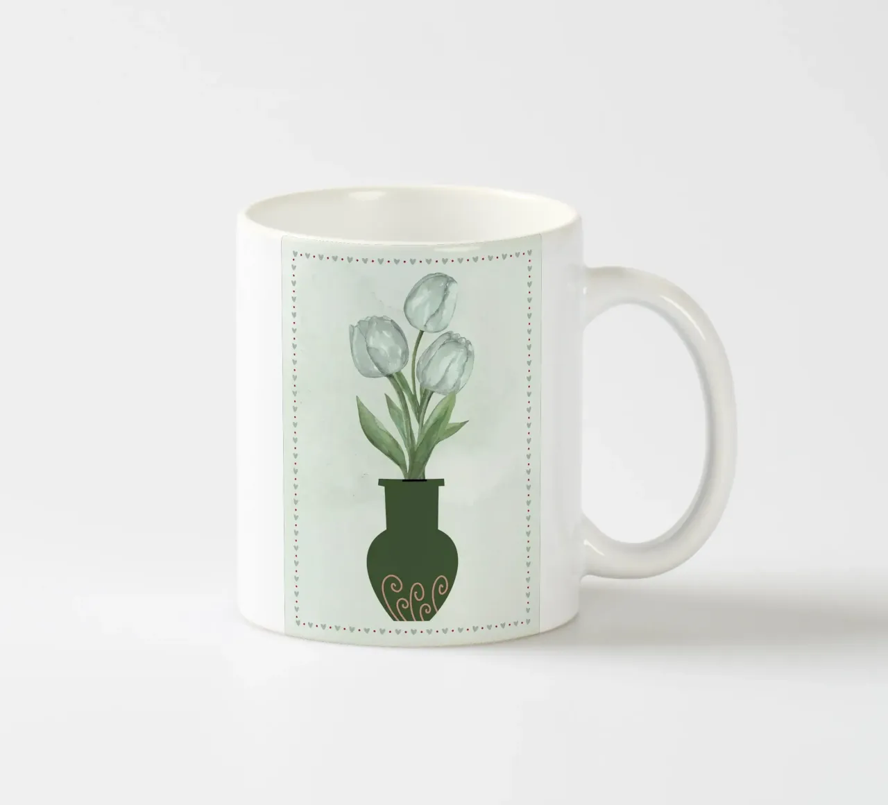 Tulipani acquerellati in vaso tazza in ceramica da bazi