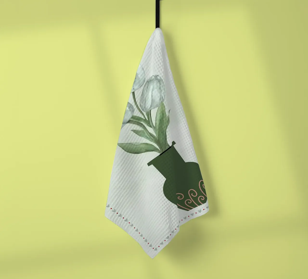Tulipani acquerellati in vaso canovaccio da cucina da bazi