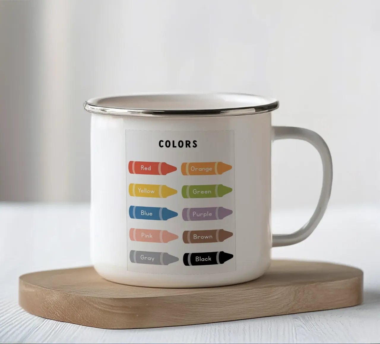 Tabella dei colori dei pastelli tazza in smalto da bazi