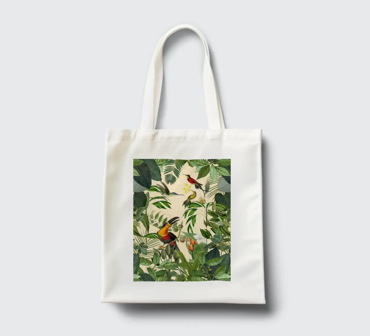 Toucans And Hummingbirds Paradise borsa in juta da Andrea Haase Vintage World