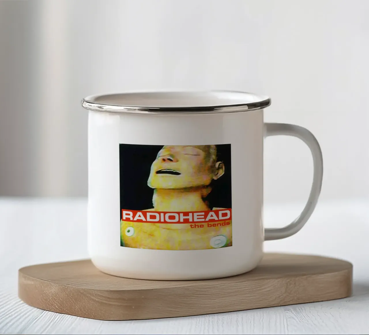 L'evoluzione dei Radiohead The Bends tazza in smalto da dumbbilget