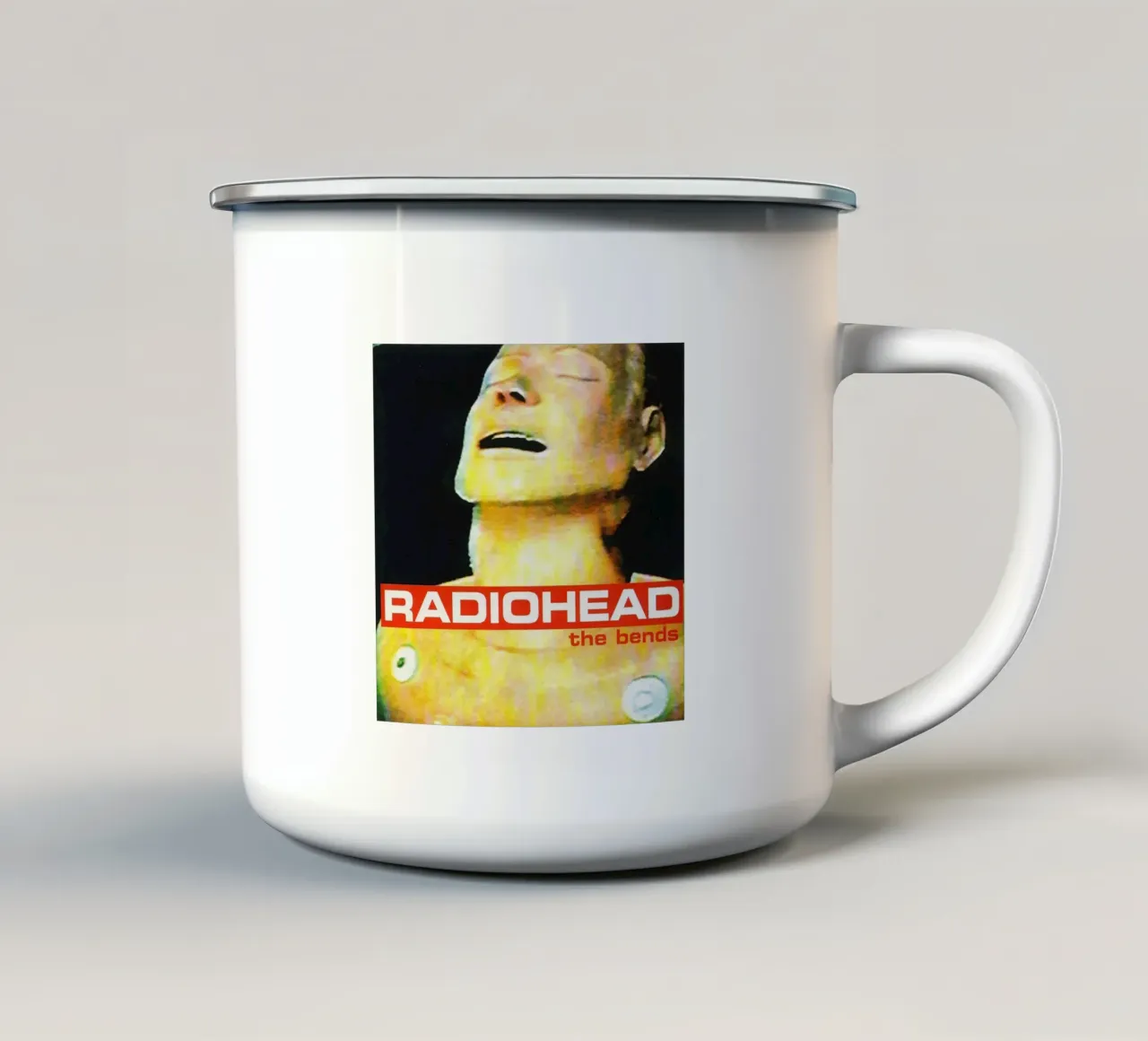 L'evoluzione dei Radiohead The Bends tazza in smalto da dumbbilget