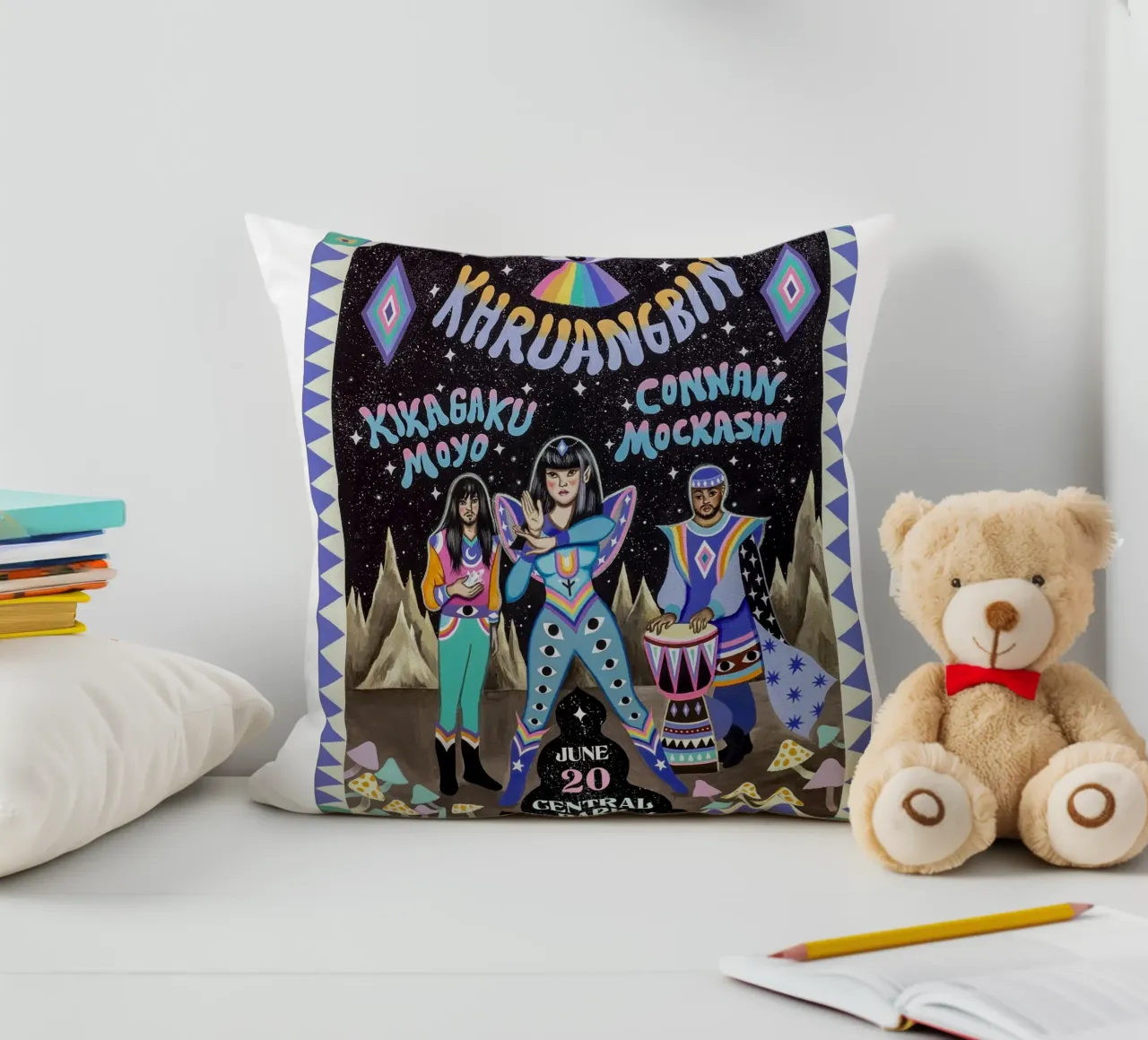 Poster degli Esploratori del Funk Globale cuscino da mamass
