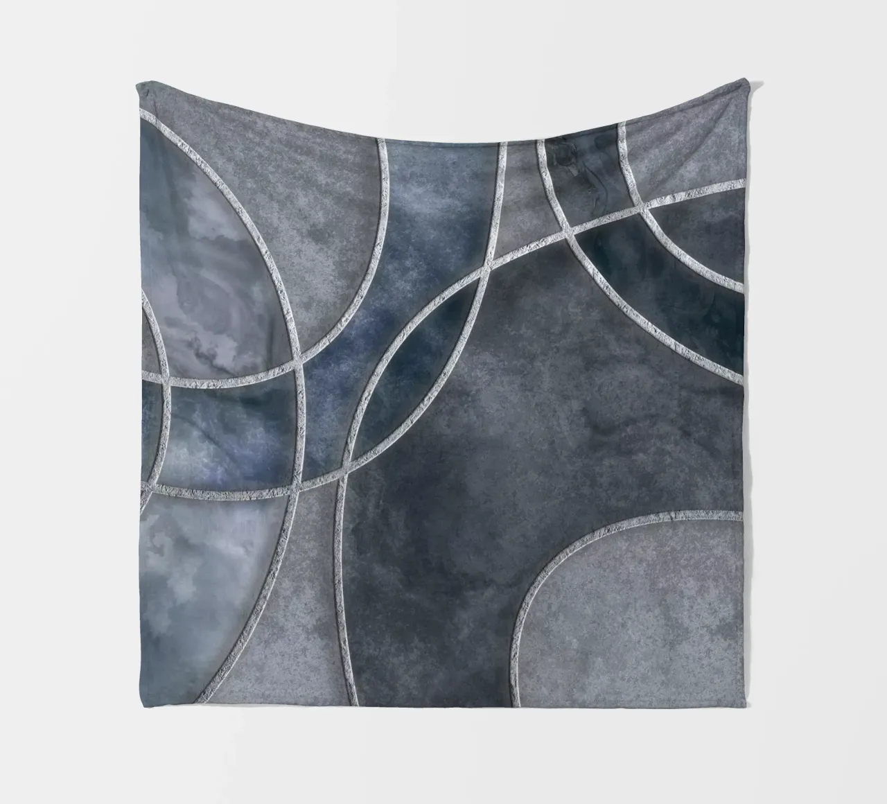 Blue Grey Layered Shapes Abstract Art coperta in pile da Andrea Haase Modern Home
